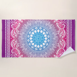 Toalha de praia Blue Magenta Burst Bandana-4