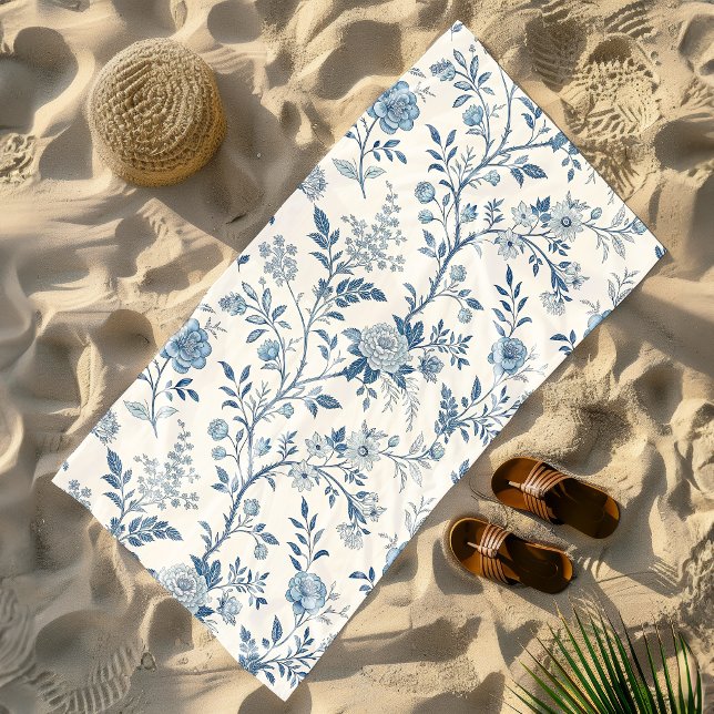Toalha De Praia Blue Vintage Floral Pattern (Criador carregado)