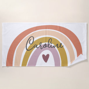 Toalha De Praia Blush Pastel Boho Rainbow Name Beach Towel