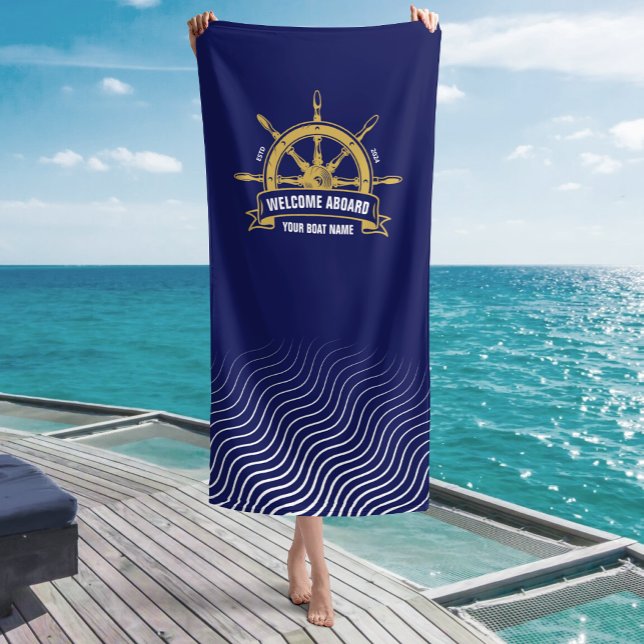 Toalha De Praia Boas-vindas a bordo Náutico Roda Azul (Criador carregado)