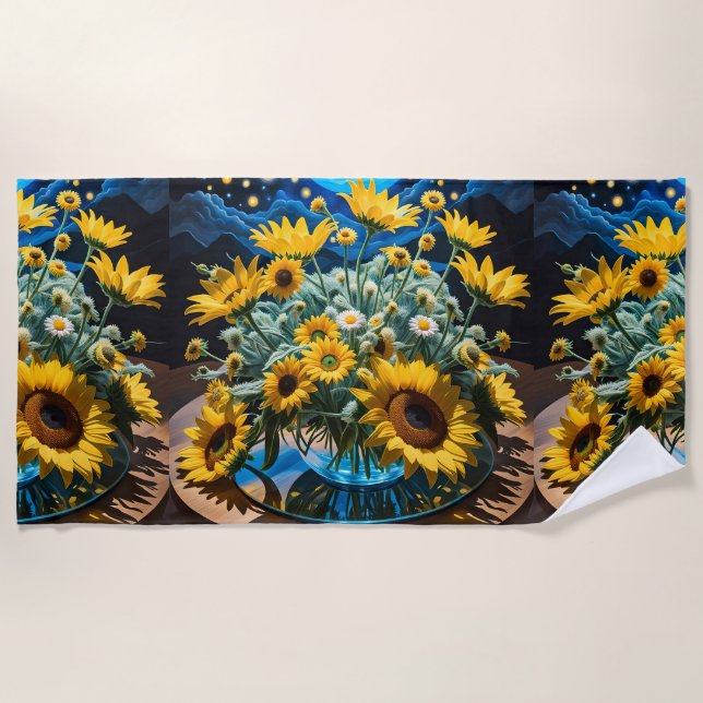 Toalha De Praia Bodegón Flores y Noche 1 - 001 (Frente)