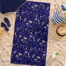 Boho Aguarela Flores Silvestres Azul Marinho 