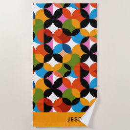 Toalha De Praia BOHO Chic Pattern Vibrant Mid Century Modern Name