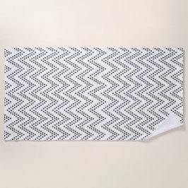 Toalha De Praia Boho Ethnic Beach Towel - Preto e Branco