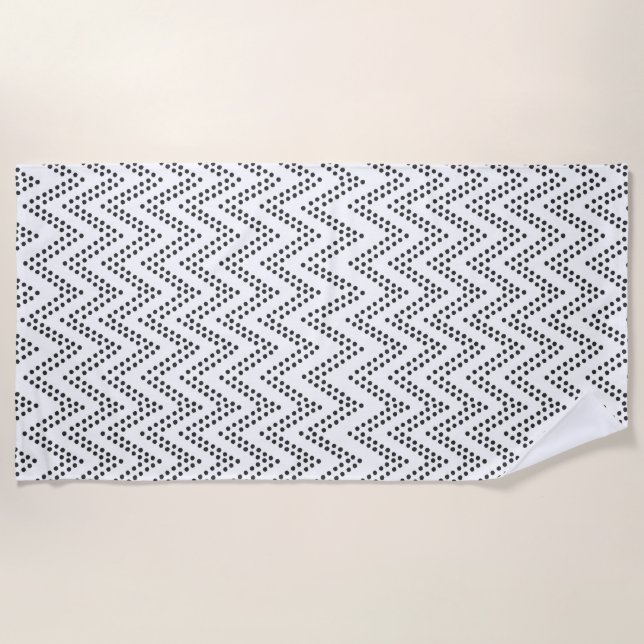 Toalha De Praia Boho Ethnic Beach Towel - Preto e Branco (Frente)