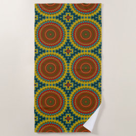 Toalha De Praia Boho Hippie Red Yellow Blue Vintage Etnia Tribal
