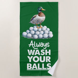Toalha De Praia Bola de golfe com golfe de pato sempre lava suas b