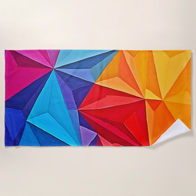 Toalha De Praia Bold Geometric Prism Abstract Art (Frente)