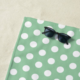 Toalha De Praia Bold White Polka Dots on Sage Green 