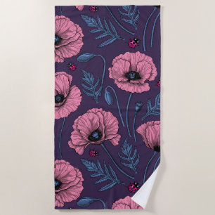 Toalha De Praia Bolhas cor-de-rosa com violeta escura