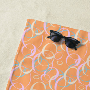Toalha De Praia Bolhas cor-de-rosa de Creme Aqua Pastel em laranja