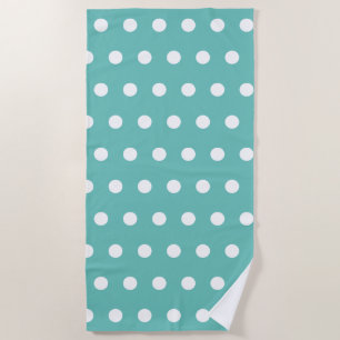 Toalha De Praia Bolinhas Beach Towel (Aqua & White)