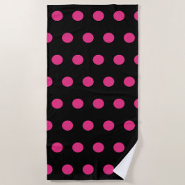 Toalha De Praia Bolinhas Beach Towel (Preto e Rosa Néon)