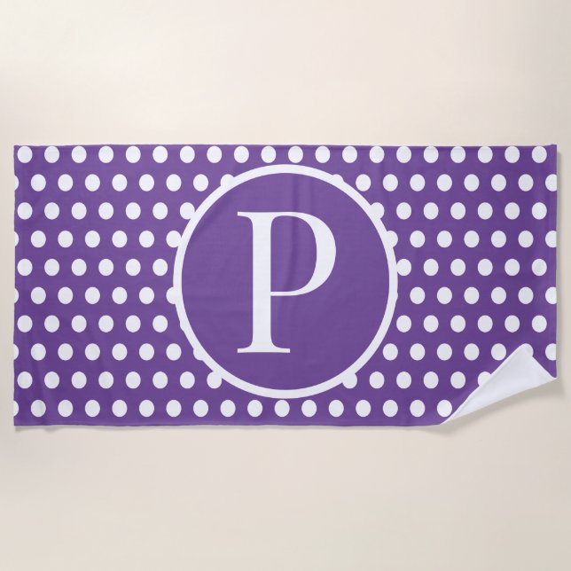 Toalha De Praia Bolinhas inicial personalizada (Frente)