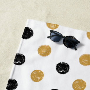 Toalha De Praia Bolinhas na moda preto e Dourado