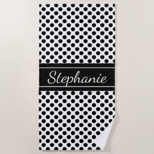 Toalha De Praia Bolinhas preto e branco personalizadas