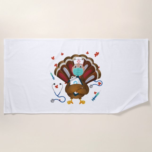Toalha De Praia Bolsa de Ação de Graças Mulheres Enfermeira Holida (Frente)