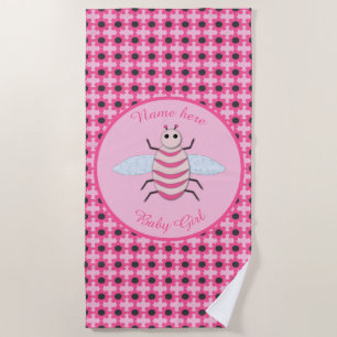 Toalha De Praia Bonito Bebê Rosa Personalizada