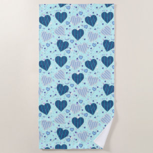 Toalha De Praia Bonito Blue Hearts Beach Towel