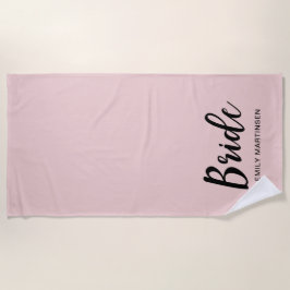 Toalha De Praia Bonito Blush com Tipografia e Nome Brito