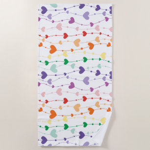 Toalha De Praia Bonito Rainbow Hearts Pattern Kids