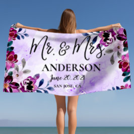 Toalha De Praia Bonito Sr. Floral e Sra. Wedding ou Aniversário