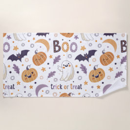 Toalha De Praia Boo Halloween Beach Towel – Cute Ghost & Pumpkin