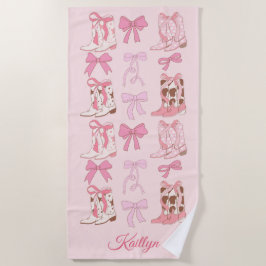 Toalha De Praia Boots & Arcos Girly Western Personalised Towel