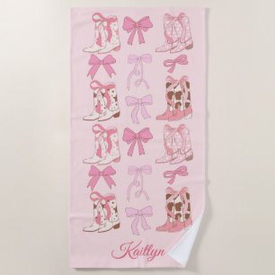 Toalha De Praia Boots & Arcos Girly Western Personalised Towel