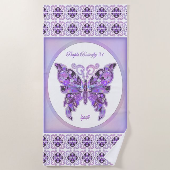 Toalha De Praia Borboleta Roxa 31 Beach Towel (Frente)