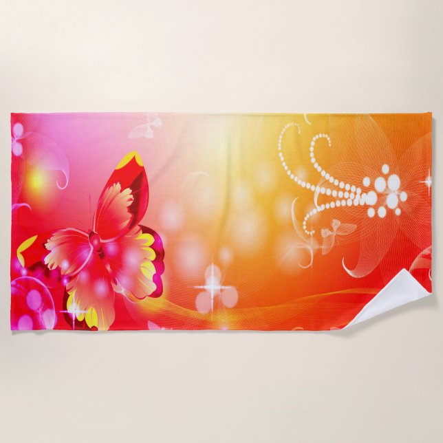 Toalha De Praia Borboleta Vermelha (Frente)