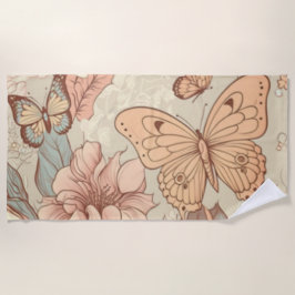 Toalha De Praia Borboletas e papéis para tecidos de flores