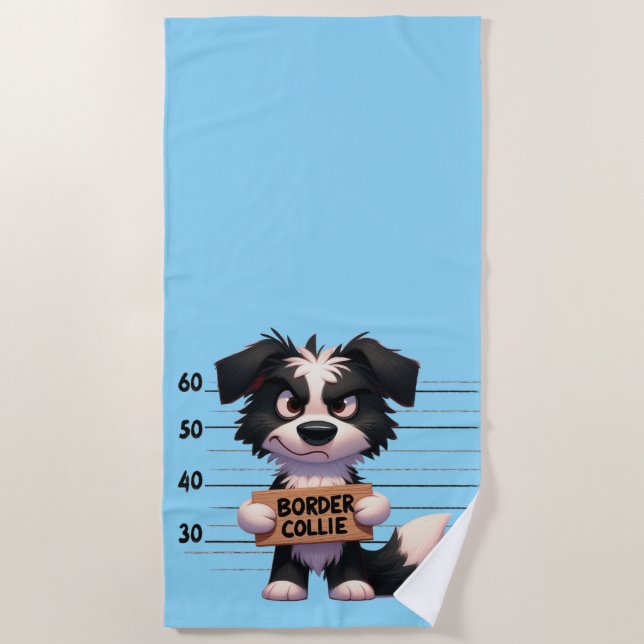 Toalha De Praia Border Collie Travesso (Frente)