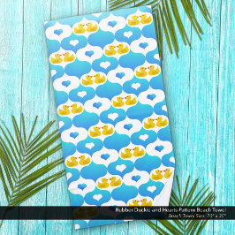 Toalha De Praia Borracha e Corações Amarelo e Azul