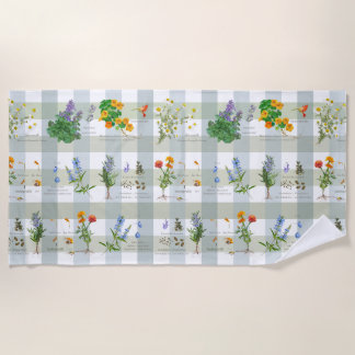 Toalha De Praia Botanical Herbal checkered
