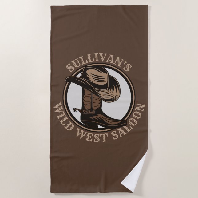 Toalha De Praia Botas de cowboy ocidentais e selvagens personaliza (Frente)