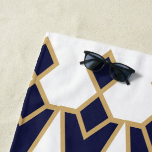 Toalha De Praia Bowties Azul e Dourado