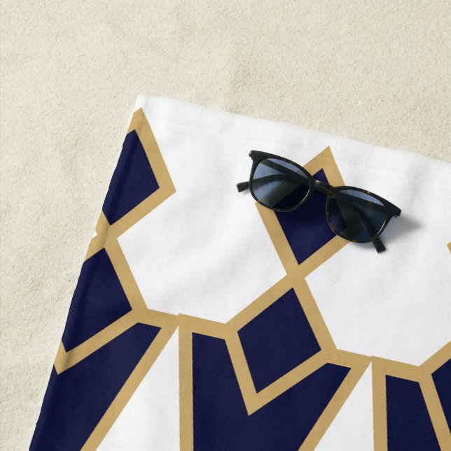 Toalha De Praia Bowties Azul e Dourado (In Situ)