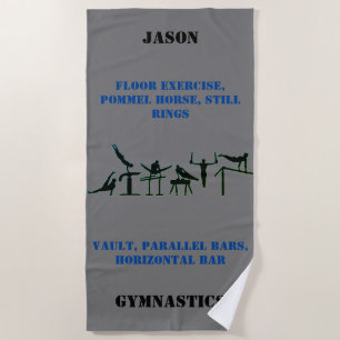 Toalha De Praia Boys Gymnastics Beach Towel com seu nome