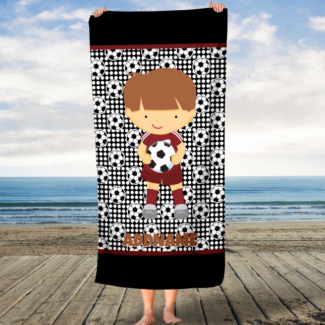 Toalha De Praia Boys Soccer Beach Towel com nome personalizado (Criador carregado)