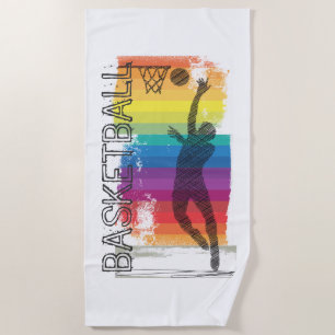 Toalha De Praia Branco da ilustração do arco-íris do Grunge do