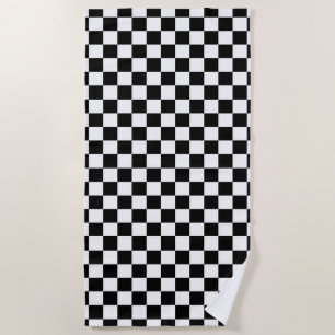 Toalha De Praia Branco de competência Checkered clássico do pret