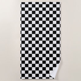 Toalha De Praia Branco de competência Checkered clássico do preto