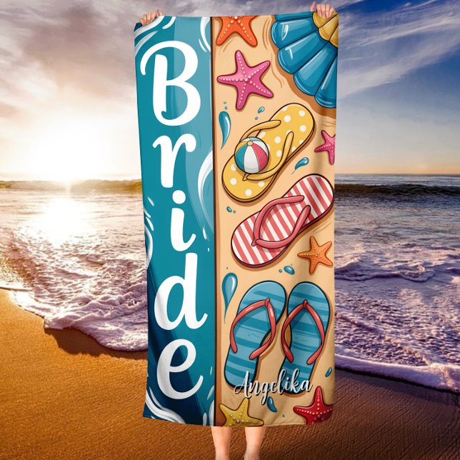 Toalha De Praia Bride Summer Seashore Vibes Flip-Flops Wedding (Criador carregado)
