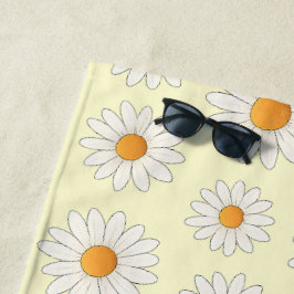 Toalha De Praia Bright Daisy Pattern - Acessório Floral de Verão -