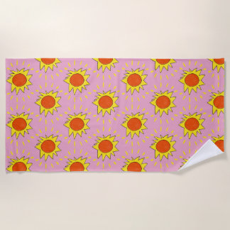 Toalha De Praia "Bright Sun" Pink Beach Towel