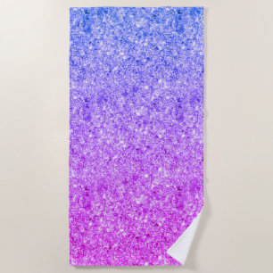 Toalha De Praia Brilhante Azul Púrpura E Luminosa Rosa