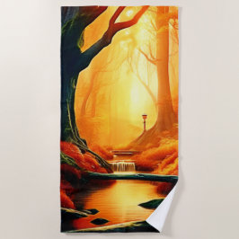 Toalha De Praia Brilho de Ouro da Floresta Encantada