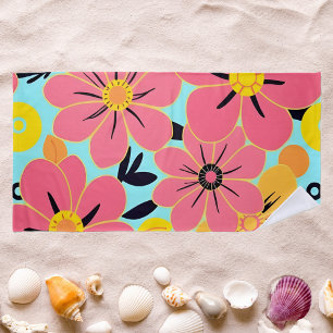 Toalha De Praia Brilhos Cor-de-rosa e Amarelo no Estilo Azul-Céu-