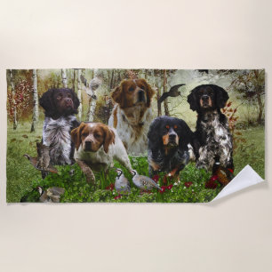 Toalha De Praia Brittany Spaniels, Caça de Pássaros